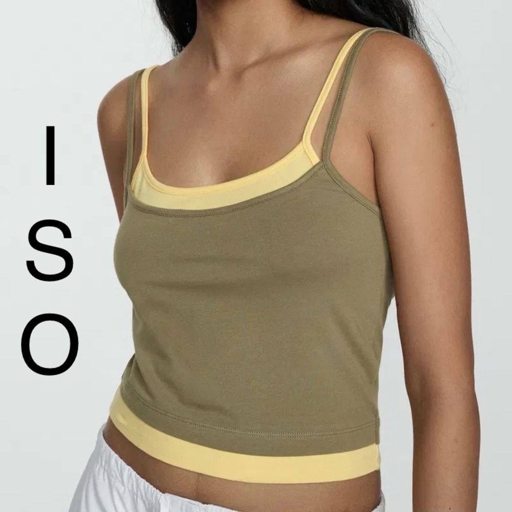 *ISO* mango combination top with thin straps in yellow and khaki green